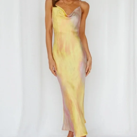 Mirror Mirror On The Wall Midi Dress Yellow Size XS,S,M,L from Hello Molly
